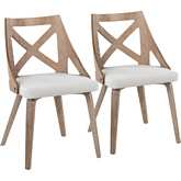 Charlotte Dining Chair in White Washed Wood & Cream Noise Fabric (Set of 2)